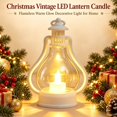 thumbnail image 4 of Vintage Christmas LED Lantern, White Hurricane Lamp with Flickering Flameless Candle, Battery Operated Tabletop & Hanging Light for Indoor Christmas Holiday Decor, 4 of 7