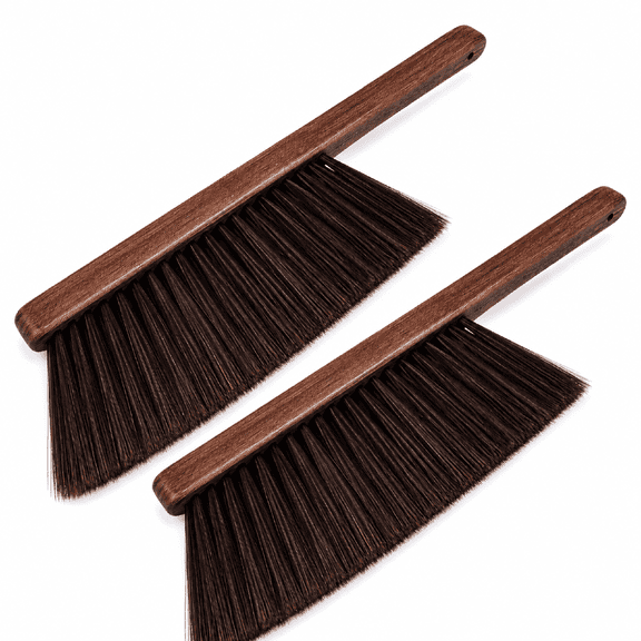 2-Pack Hand Broom Cleaning Brush, Soft Bristle Wooden Handle Dusting Brush for Car, Couch, Furniture