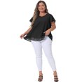 thumbnail image 3 of DARING DIVA Women's Plus Size Ruffle Short Sleeve V Neck Chiffon Blouse 6X Black, 3 of 6