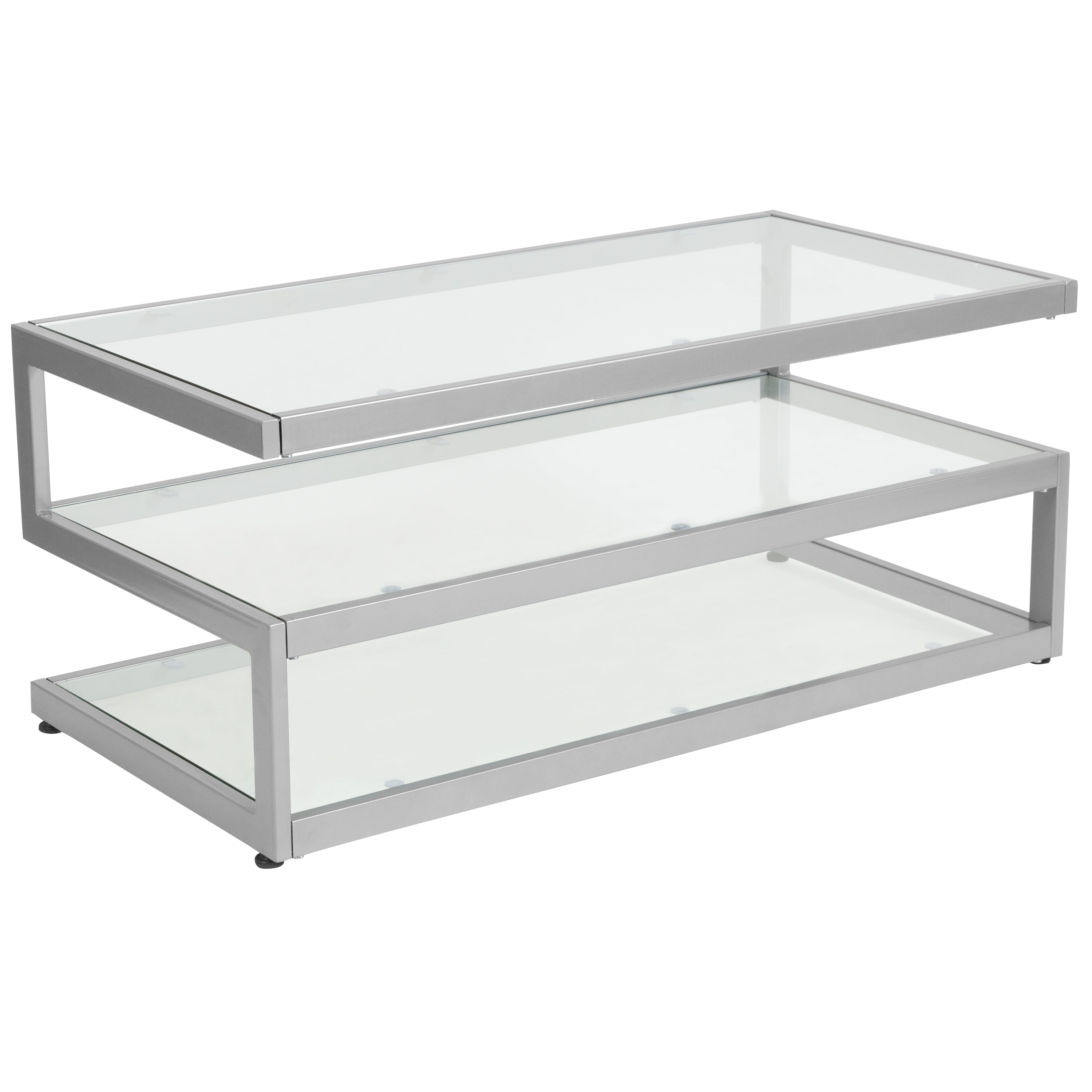Ashmont Collection Glass Coffee Table with Contemporary Steel Design