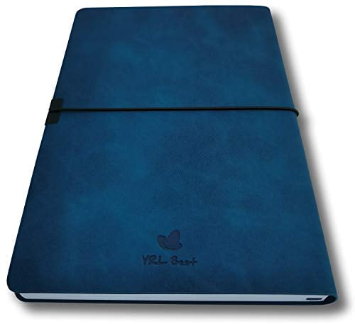 YRL Best Writing Journal Notebook, College Ruled/Lined, A5, 5.8x8.3?, Premium Faux Leather Soft Cover, Fine Thick Paper, Sewn Bound, Inner Pocket, Elastic Closure Band, Pen Loop, Lays Flat, Navy Blue