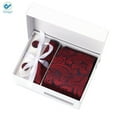 thumbnail image 3 of Deago Mens Ties Silk Necktie Pocket Square Cufflinks Tie Clip Set Wedding Business (Red Blue), 3 of 9