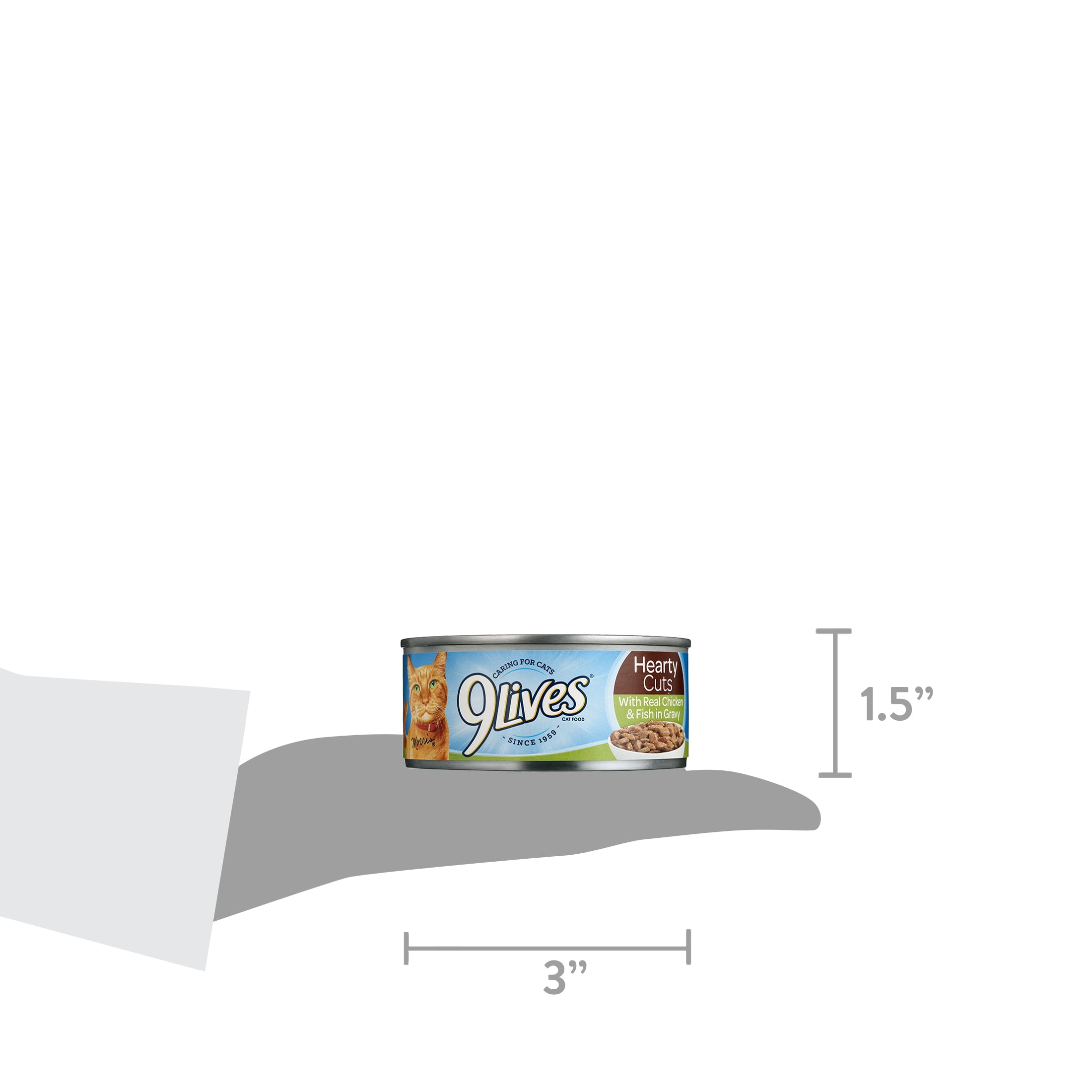 9Lives Hearty Cuts with Real Chicken & Fish in Gravy Wet Cat Food, 5.5 oz. Cans, 24 Count