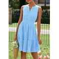 thumbnail image 3 of PRETTYGARDEN Women's Summer Dresses Sleeveless V Neck Eyelet Hollow Out Swing A Line Beach Vacation Sun Dress, 3 of 10