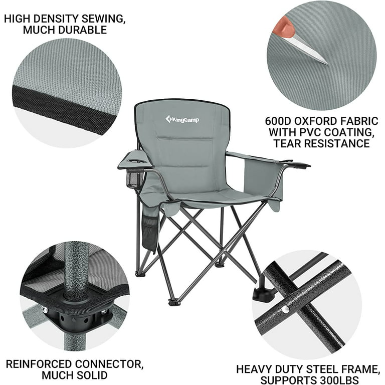 HEQUSIGNS Oversized Folding Camping Chair, Heavy Duty Lawn Chair