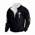 thumbnail image 4 of Aobny Black Mens Hoodie Christian Mock Neck Pullover 1/4 Zip Shirts Men Mens Hoodies Graphic,M, 4 of 5