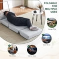 thumbnail image 3 of Folding Sofa Bed Single with Pillow, Floor Lazy Sofa, Leisure Sofa Chair, Folding Upholstered Couch Bed with Adjustable Backrest, for Living Room/Guest Room/ Office, Easy to Store, Light Grey-Blue, 3 of 9