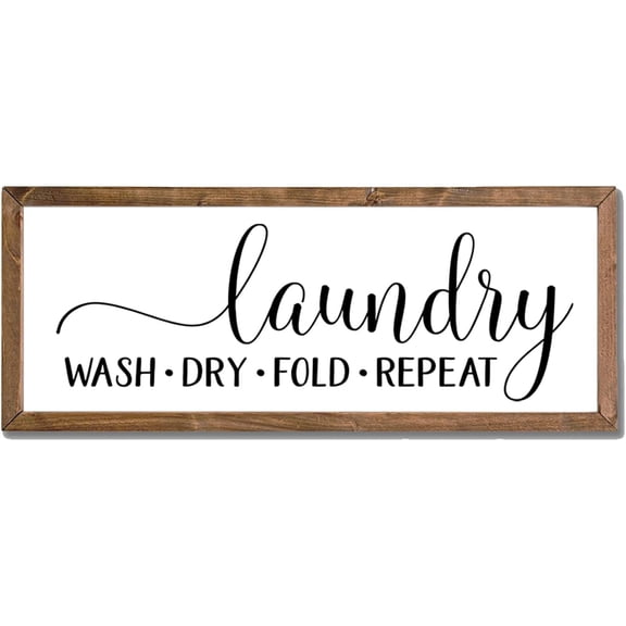 Cskhip Laundry Wash Dry Fold Repeat Rustic Wood Signs Pantry Street Signs Vintage Wood Plaque Farmhouse Wall Art Wall Decor for Home Man Cave Door Porch Garden Party 4" x 16"