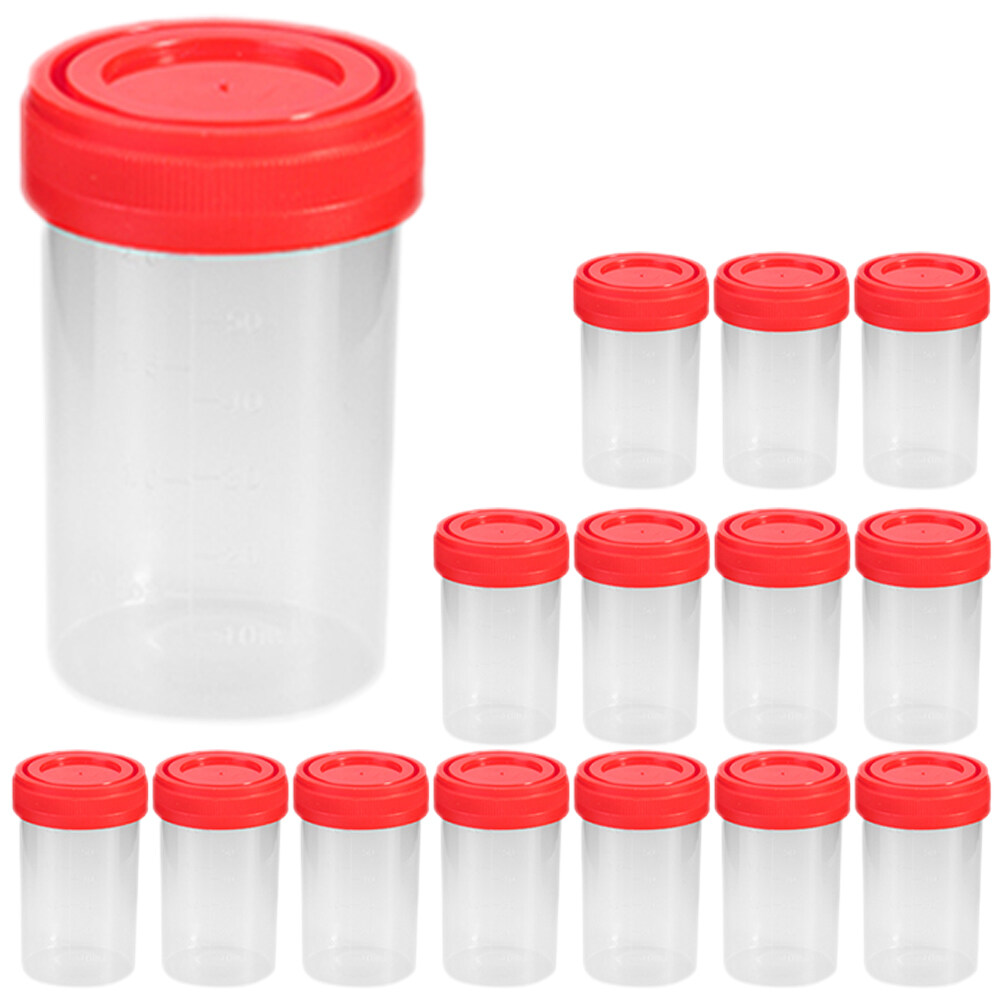 15pcs Pee Cups Urine Specimen Cups Plastic Urine Holders Sample Cups Pee Cup With Lid
