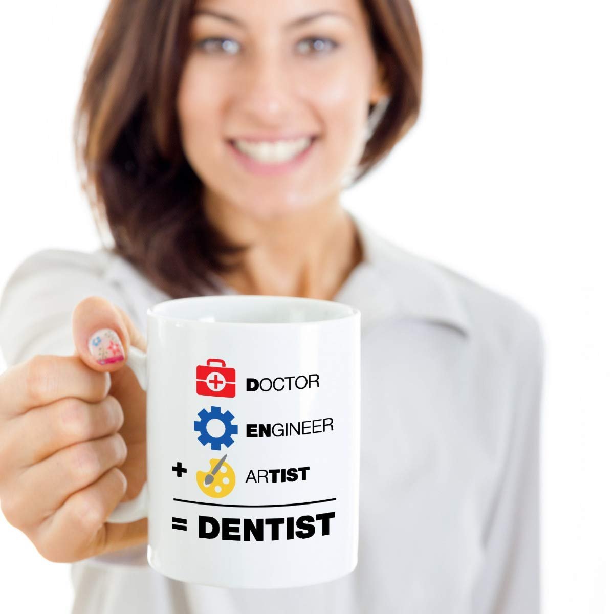 A Doctor, An Engineer & An Artist Is Equal To A Dentist Funny Equation Themed Coffee & Tea Gift Mug Cup, Home Décor, Office Decoration, Stuff & Christmas Or Graduation Gifts For Men & Women Dentists - image 2 of 4