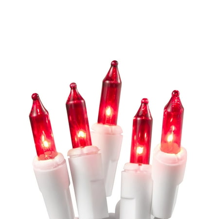 Red Projection Christmas Lights Holiday Time Mini Christmas Lights, 65.7', Red, 300 Count, White Wire, 2 Pack of 150 Count Lights ()