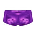 thumbnail image 4 of Sxiwei Women Metallic Booty Shorts Shiny Bottoms for Dancing, Raves, Festivals, Costumes Purple S, 4 of 6