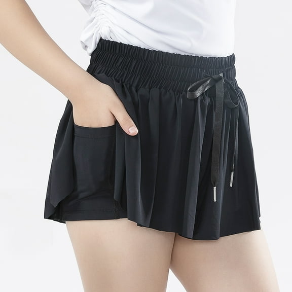 Girls Flowy Shorts,Spandex Liner 2-in-1 Youth Butterfly Skirts for Fitness, Running, Sports