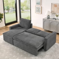 Modern L-Shaped Sleeper Sofa (90"), Gray Corduroy for Living Room