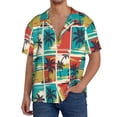 thumbnail image 3 of Honeii 's Colorful Hawaii Palms for men's short-sleeved button-up collared shirt featuring a pocket, perfect for beach vacations, and travel adventures., 3 of 5