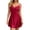 Red, variant on QSAWXQZ Women's Ice Silk Satin Sleeveless Side Silt Chemise Lace V Neck Mini Sleepwear M