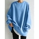 thumbnail image 4 of Sudadera Holgada de Cuello Redondo para Mujer, de Larga, Informal, de Algodón, de Color Liso, para Otoño Azul XL, 4 of 7