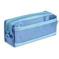 thumbnail image 3 of Mesh Pencil Case, Transparent Double Layer Zipper Pencil Pouch, Large Capacity Clear Exam Pen Bag, for Students Back to School Supplies, Blue, 3 of 7