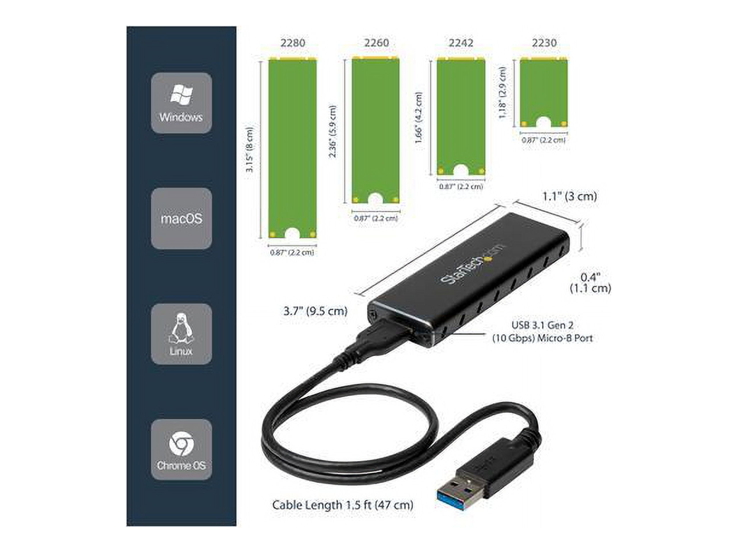 StarTech.com SM2NGFFMBU33 M.2 SSD Enclosure for M.2 SATA SSDs - USB 3.0 (5Gbps) with UASP - External M.2 SSD Enclosure - Aluminum