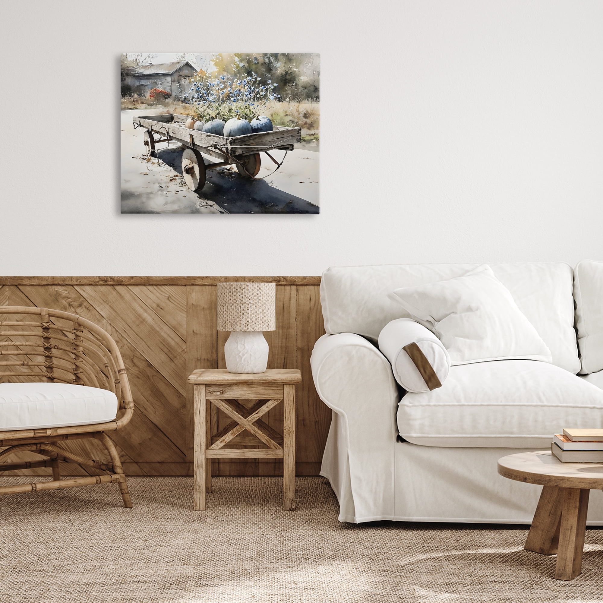 Stupell Industries Blue Pumpkin Wagon in Sunlight Canvas Wall Art, design by Franklyn Gregory