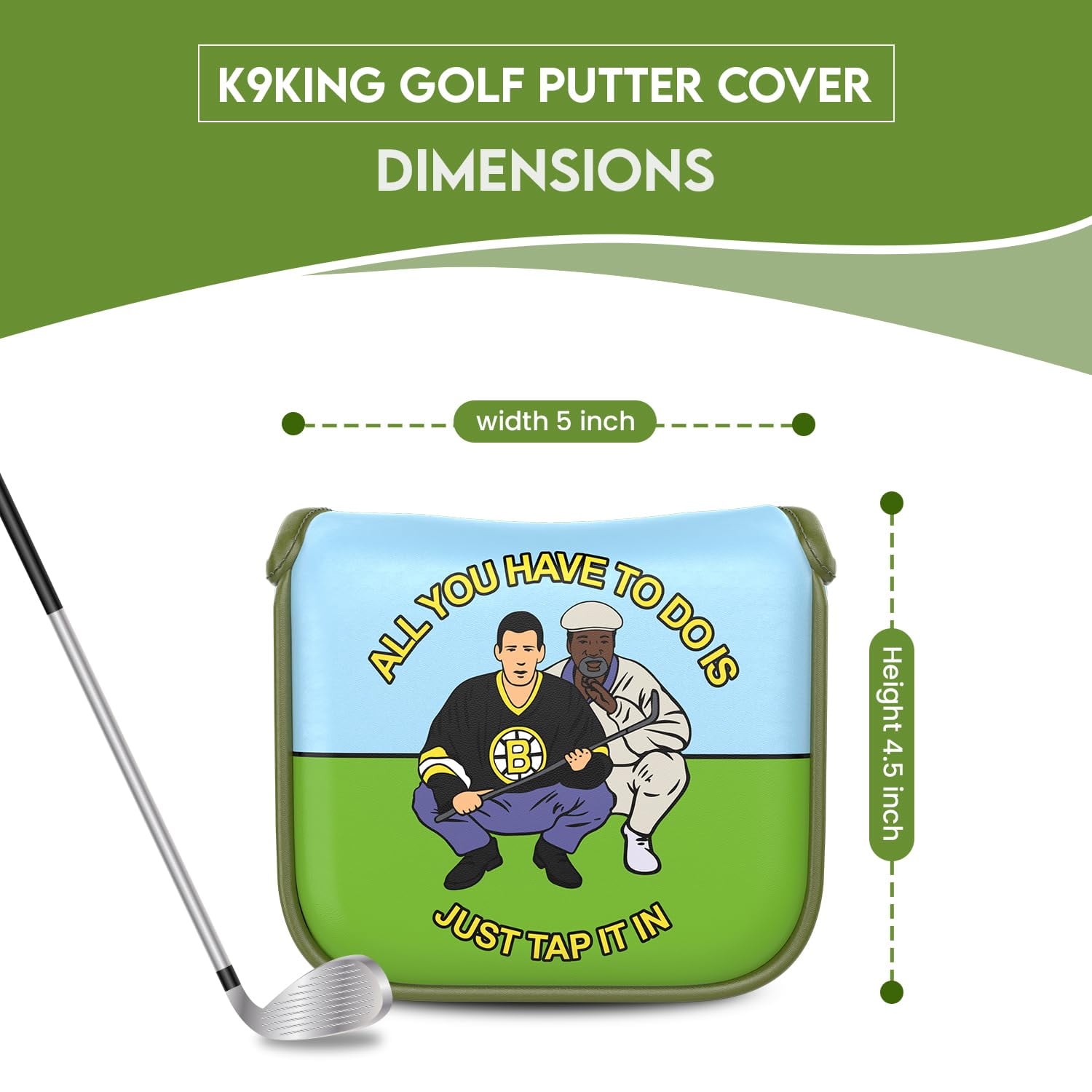 K9king Golf Putter Cover, Protective Golf Club Covers and Mallet Putter Headcover for Odyssey, Magnetic Closure Golf Blade Putter Cover (Tap Tap TapaRoo Putt Cover)