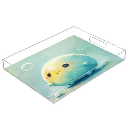 

Acrylic Tray 15.7*11.8*1.9 Inch Transparent Tray Food Tray Tea Cup Tray Serving Trays Cosmetics Storage Kitchen Table Bathroom Sundry Storage Cartoon Beautiful Blue Ball