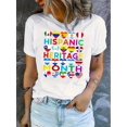 thumbnail image 1 of Women's Patriotic Heart Flag Print T-Shirt - Casual Crew Neck, Short Sleeve, Stretchy Polyester Blend, Machine Washable - Perfect for Summer & Spring, Fashionable Women's Top, 1 of 6