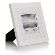 Gallery Solutions 8x8 Wall Mount Tabletop Picture Frame Double Mat for 5x5 - White