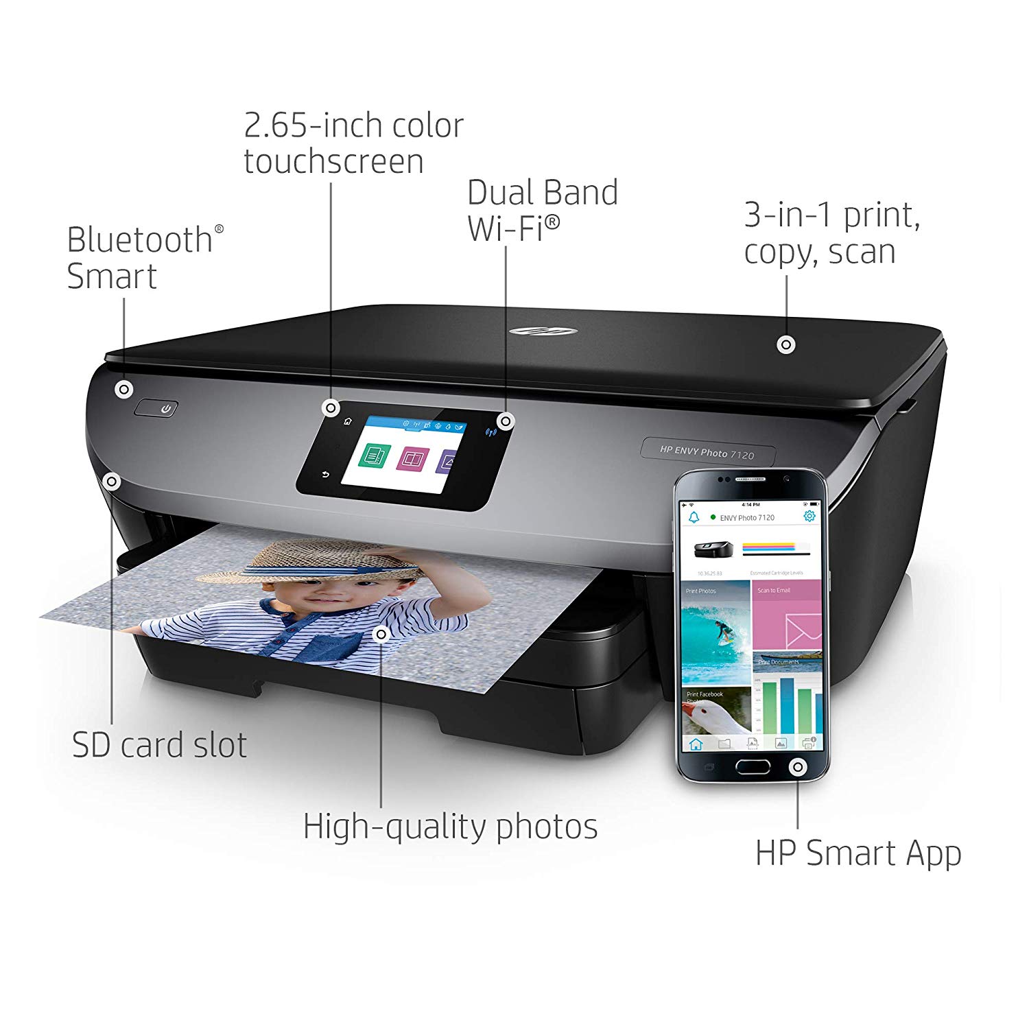 HP Envy Photo 7120 All in One Photo Printer with Wireless Printing, Instant Ink Ready (Z3M37A