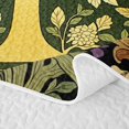 thumbnail image 5 of Homewish Bohemian Nature Botanical Tree Bed Spread Queen,Retro Flowers Queen Coverlet Set,Blue Green,Black Reversible,3-Piece, 5 of 7