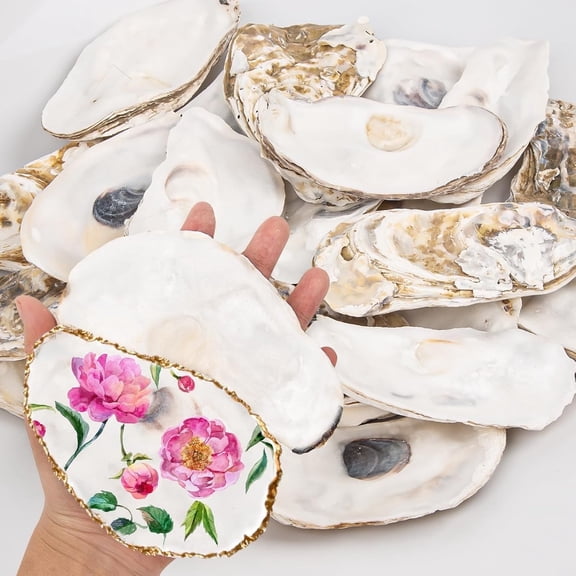 Sinkoo 20Pcs Flat Oyster Shells for Crafts 5"-6" Extra Large Natural Oyster Shells Bulk, for Home Vase Filler, Xmas Ornaments, DIY Arts and Crafts Sea Shells