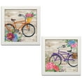 thumbnail image 2 of Gango Home Decor Country-Rustic Bicyle Decor | Brown, Orange, Pink & Purple Bike & Floral; Two 12x12in Art Prints in White Frames, 2 of 6