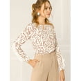 thumbnail image 2 of Blusa Floral Allegra K Manga Larga Con Volante Cuello Redondo Ojo De La Cerradura Para Mujeres Blanco M, 2 of 6