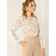 thumbnail image 2 of Blusa Floral Allegra K Manga Larga Con Volante Cuello Redondo Ojo De La Cerradura Para Mujeres Blanco M, 2 of 6