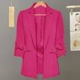 thumbnail image 3 of Women Suit Coat Turn-down Collar Long Sleeve Pockets Suit Jacket Solid Color Open Front Office Lady Business Outwear, 3 of 8