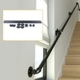thumbnail image 3 of 10ft Steps Stair Iron Handrail, Outdoor Indoor Black Hand Rail Kit, 3 of 6