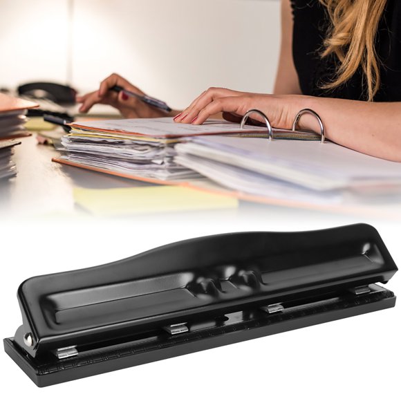 Adjustable 4 Hole Punch Paper Hole Punching Tool Manual Office Home Universal Paper Punching Machines Capacity Hole Punch Black Universal Paper Punching Machines 999D