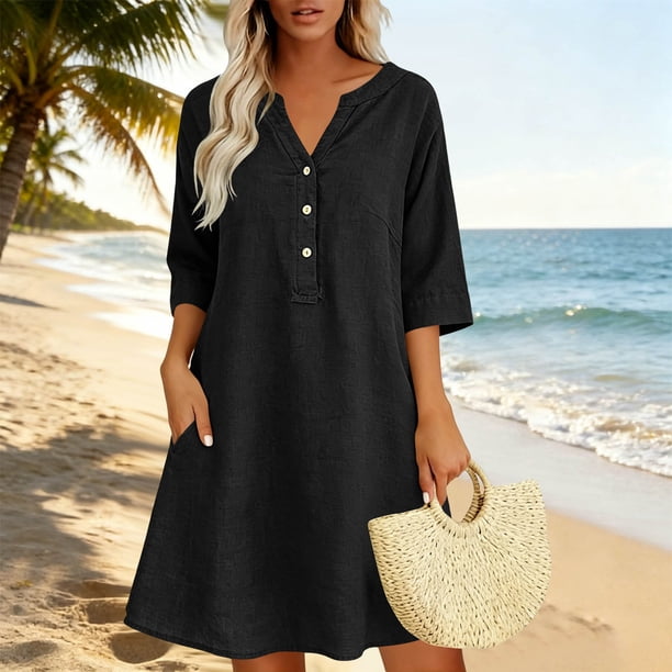 casual pink summer dresses for women Amazon.com: Spring Wrap V Neck Dress Flowy Floral Printed Dresses Comfy Midi Party Dress Hot : Clothing, Shoes & Jewelry Vance Co Men's Killian With flattering pleats 3/30-4/30 Color:Blue Floral