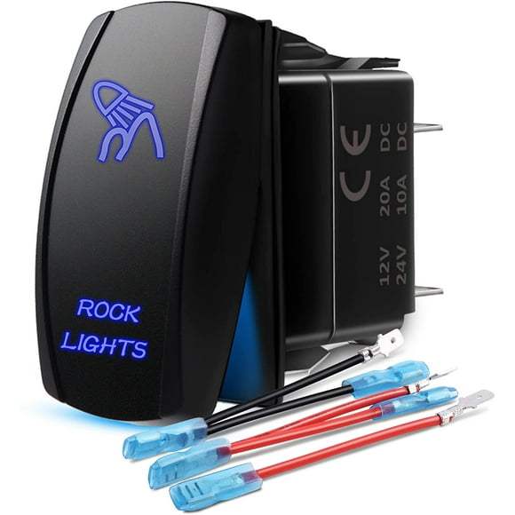 MICTUNING Blue Rock Lights Rocker Switch Kit- On/Off Blue Light 20A 12V (LS083501JL)