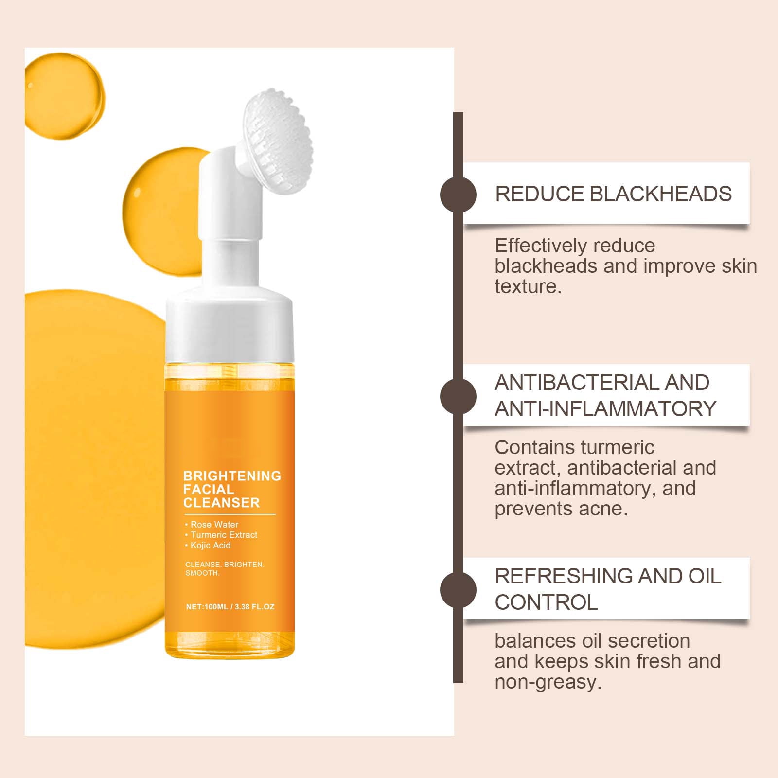 Alvantor Turmeric Face Wash for Oily to Combination Skin, 3.38fl oz