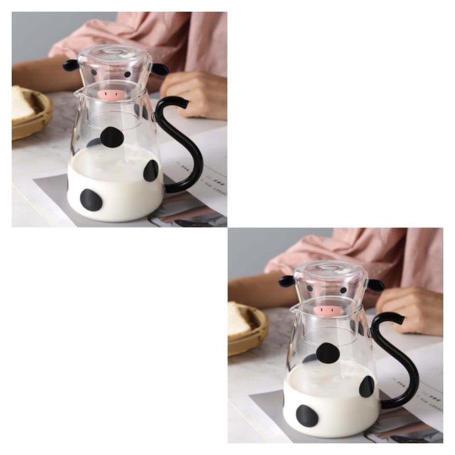 Wosthever Hervidor de vidrio de leche Linda cafetera portátil para leche pequeña Pequeño 500 ml 2Conjunto