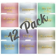 Better Office Products - File folder - letter - for 292 x 241 mm - tabbed - gold foil popular sayings - assorted colors (pack of 12)
