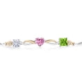 thumbnail image 2 of 925 Silver and 10K Yellow Gold Near Colorless White Moissanite Pink Moissanite Green Peridot and Lab Grown Diamond Tennis Bracelet for Women By Keren Hanan (2.03 cttw, Adjustable up To 9 inch), 2 of 4