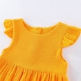 thumbnail image 4 of Zwiiyzr 2025 3M-4Y Infant Toddler Baby Dress Trendy Cute Solid Color Flying Sleeve Soft Sleeveless Button Dress Baby Girl Outfits Yellow, 4 of 9