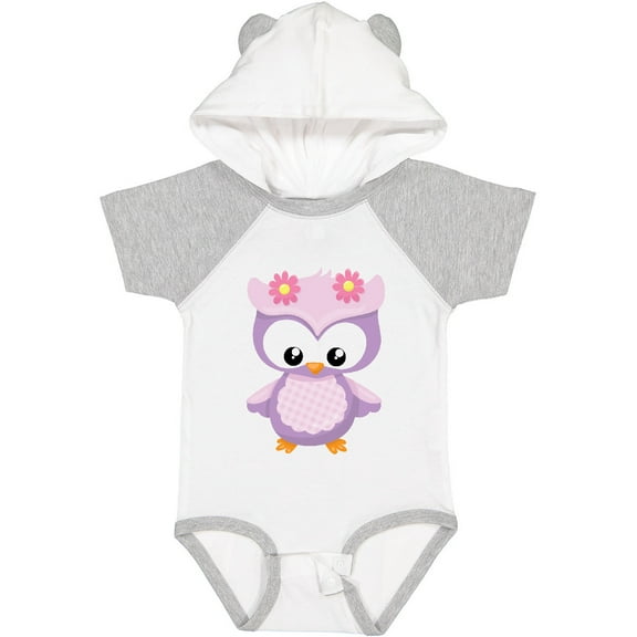 Inktastic Cute Pink and Purple Owl Girls Baby Bodysuit