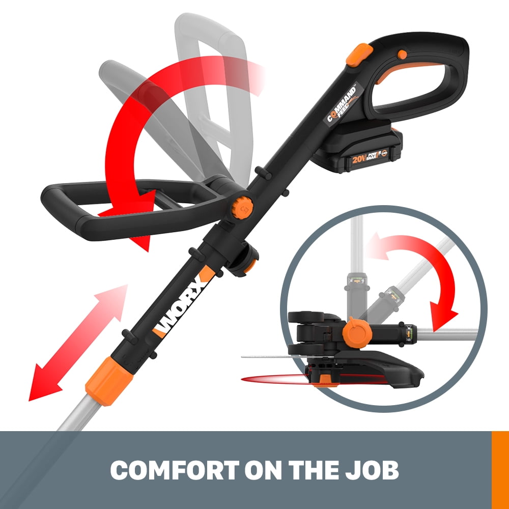 Worx WG170.2 20V PowerShare Cordless 12" Grass and Weed String Trimmer and Edger with Battery and Charger