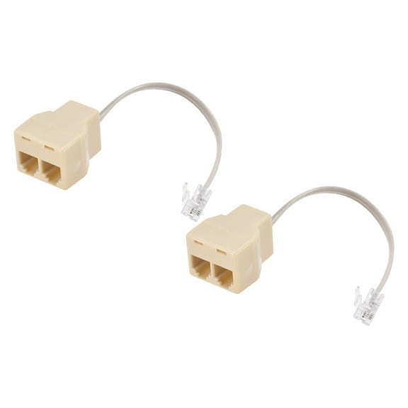 Uxcell Phone Jack Splitter 6P4C 2 Way Socket Adapter Telephone Line Splitter with Telephone Extension Cord 2 Pack