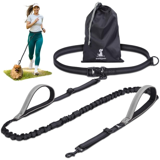 SparklyPets - Hands Free Dog Leash with Reflective Stitches - Waist Leash for Dog Walking, Hiking, Training, Jogging, Canicross, Running - for Small Dogs