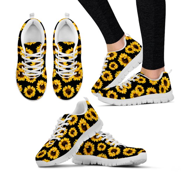 Zapatillas de plataforma cómodas y ligeras con cordones y estampado de lenguaje de señas con diseño clásico de flor de girasol