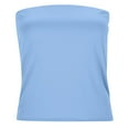 thumbnail image 3 of LUOGENLI Women Strapless Bandeau Top Stretchy Slim‑Fit Tube‑Top Basic Sleeveless Inner Layering & Outer Wear Tops Sky Blue L, 3 of 3